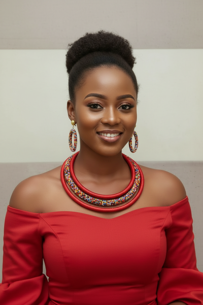 Urembo Triple-Layer Beaded Necklace Set – Handmade African Jewelry