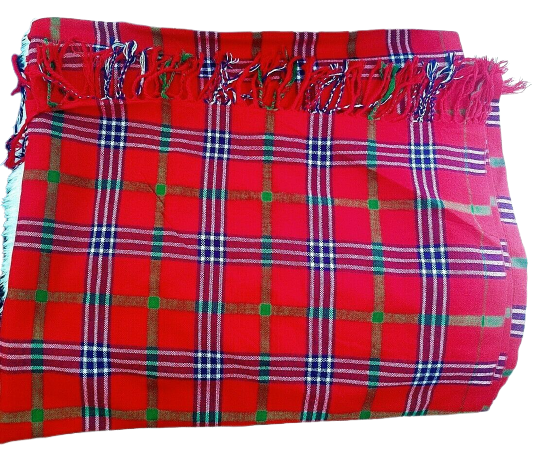 Maasai Shuka Throw blanket Red Multi Checkered