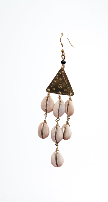 Mpenzi brass cowrie shell  handmade dangle earrings