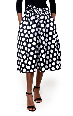 African Women Summer Black modern Polka Dots Midi Skirt
