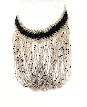 Jamia  handmade Beaded Necklace  Black & White