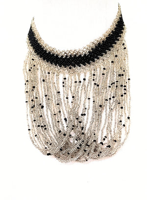 Jamia  handmade Beaded Necklace  Black & White