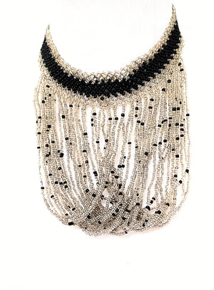 Jamia  handmade Beaded Necklace  Black & White