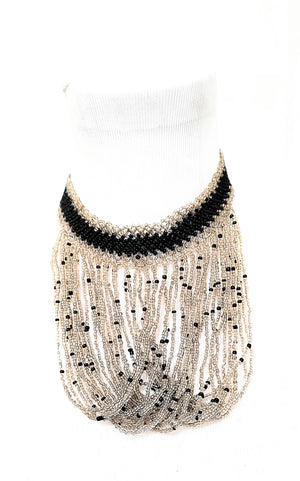 Jamia  handmade Beaded Necklace  Black & White