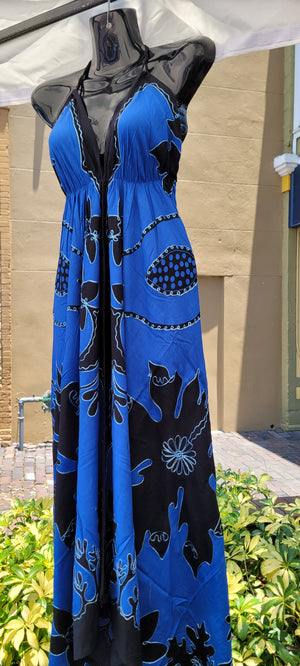 Batik print halter sundress Blue