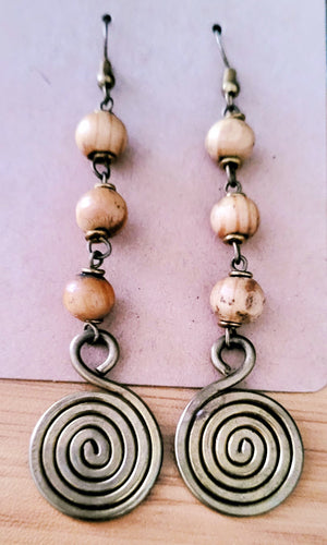 Halisha beaded brass dangle hook Earrings