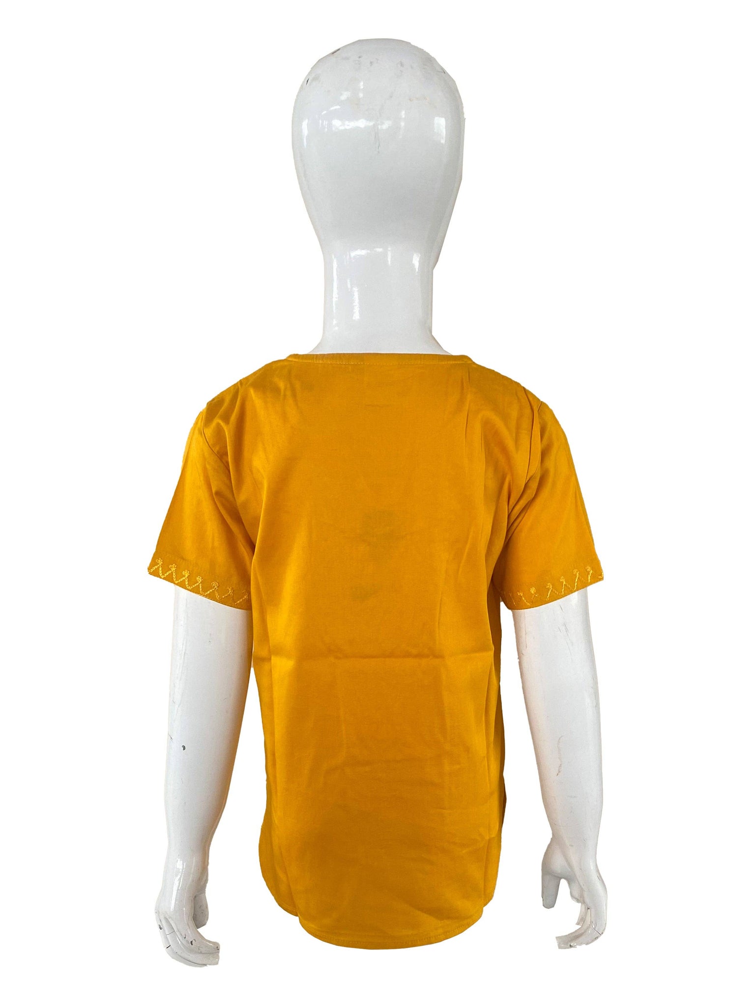 African Kids Casual Mustard Embroidered Half Sleeve Shirts