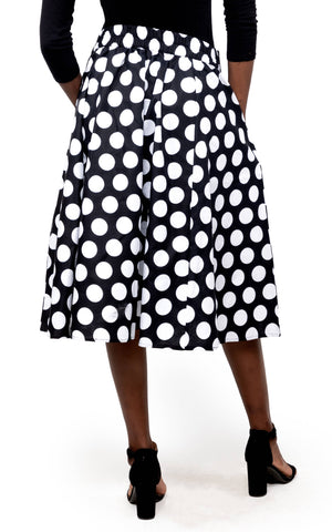 African Women Summer Black modern Polka Dots Midi Skirt