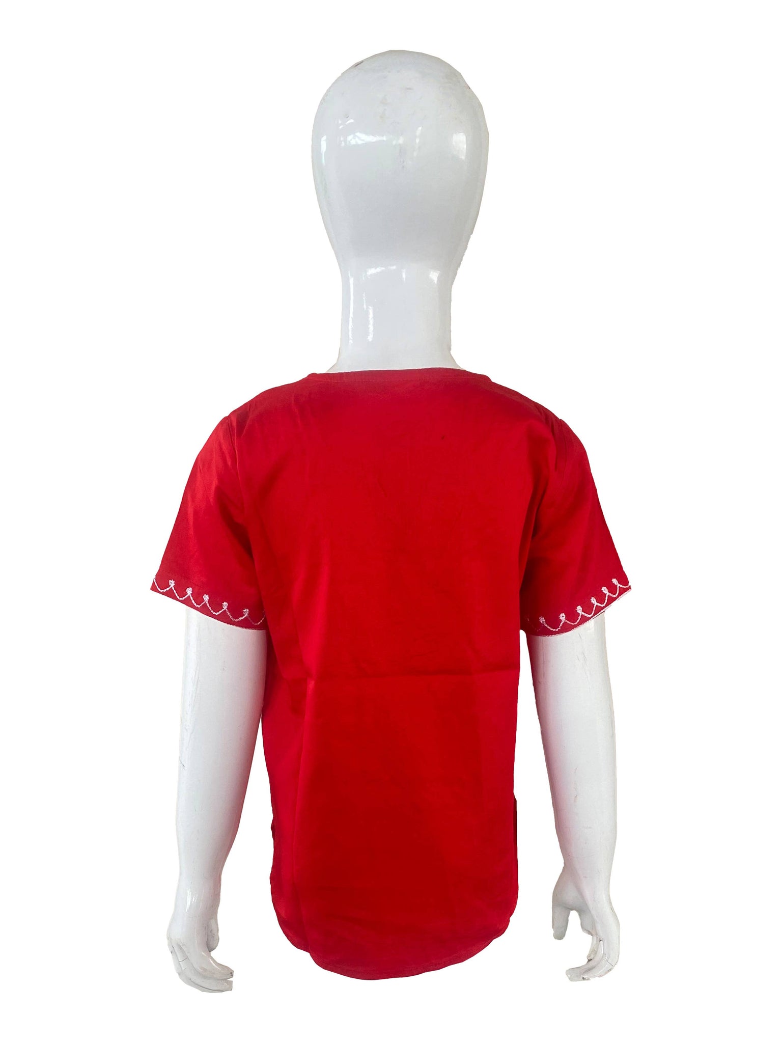 African Kids Red White half sleeve Casual Embroidered Shirts