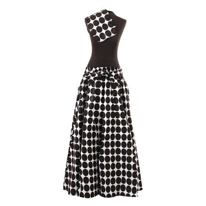 Cotton wax print polkadot skirt set bue/white