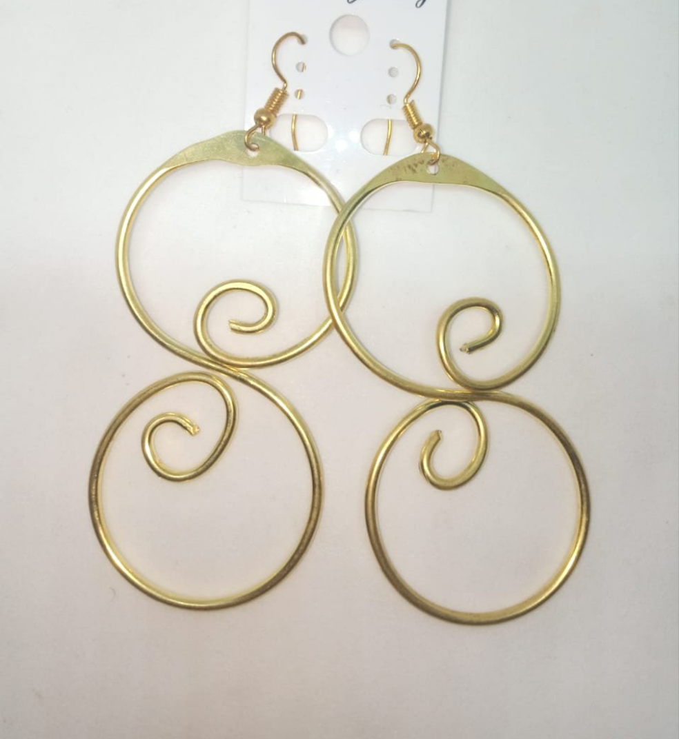 Sherehe brass dangle hook Gold Earrings