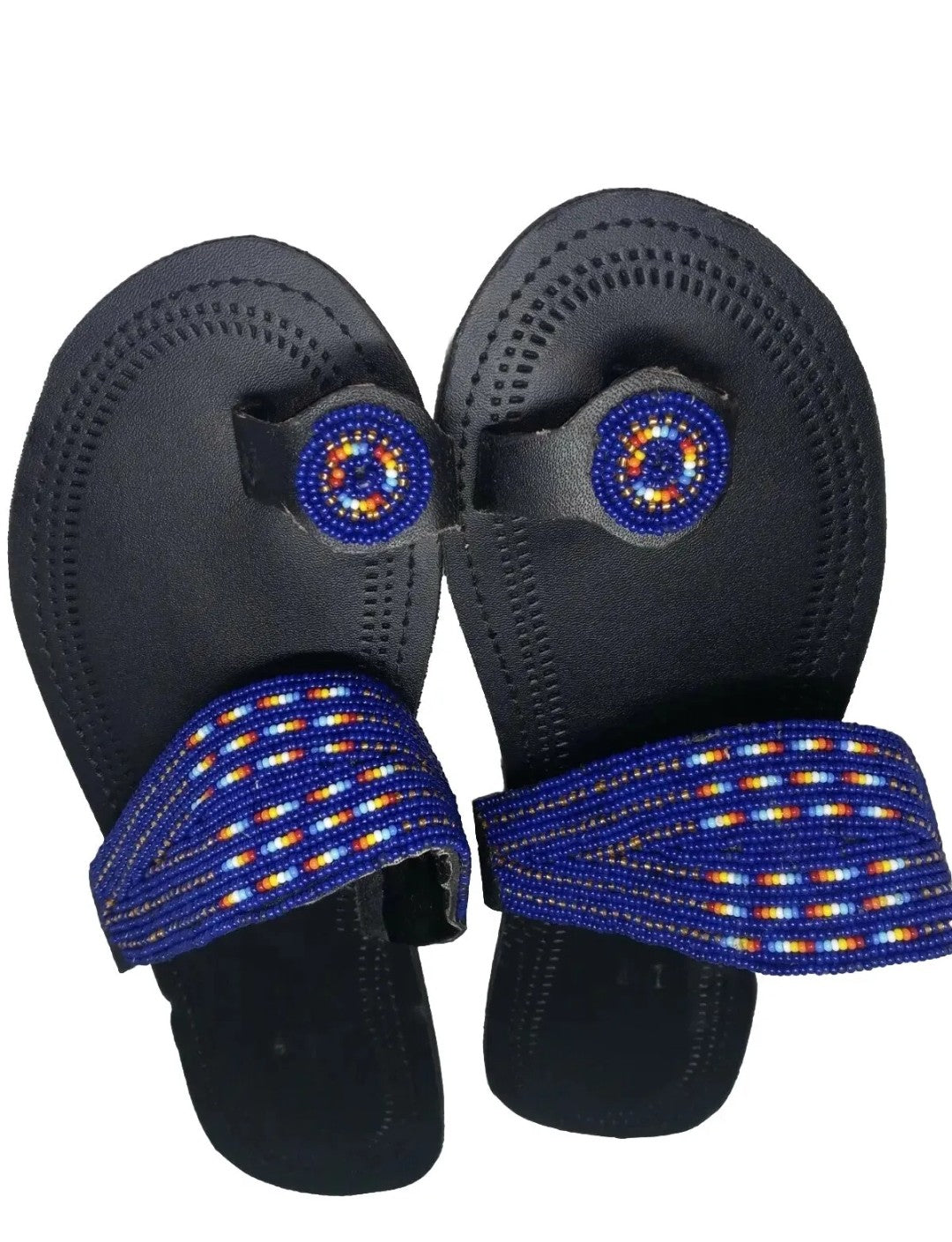 One toe leather beaded handmade Masai Sandals tangerine