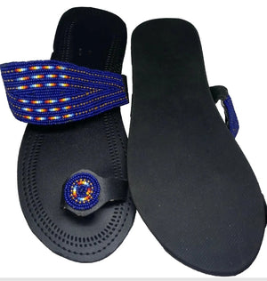 One toe leather beaded handmade Masai Sandals tangerine