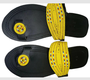 One toe leather beaded handmade Masai Sandals tangerine