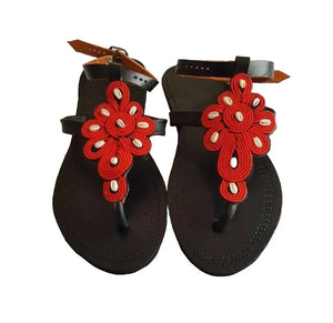 African leather Masai/Maasai Hand crafted beaded Sandals. Size 38 US  8