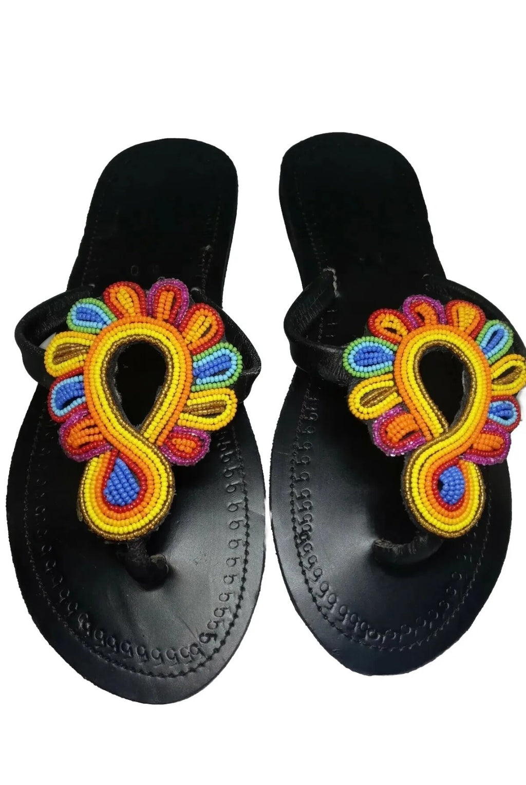 Maasai beaded leather handmade sandals size 9