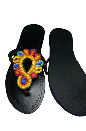 Maasai beaded leather handmade sandals size 9