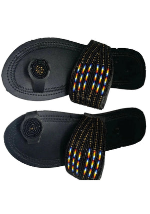 One toe leather beaded handmade Masai Sandals tangerine