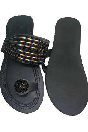 One toe leather beaded handmade Masai Sandals tangerine