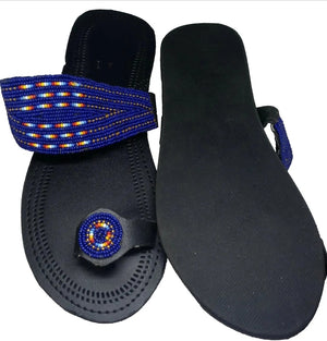 One toe leather beaded handmade Masai Sandals tangerine