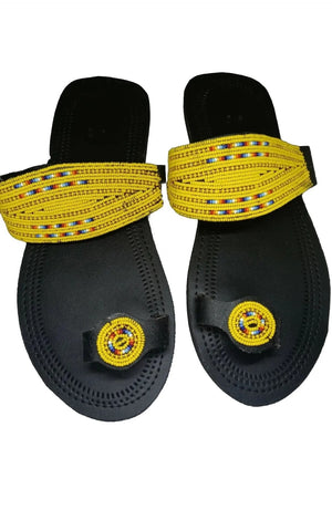 One toe leather beaded handmade Masai Sandals tangerine