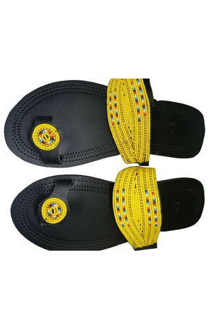One toe leather beaded handmade Masai Sandals tangerine