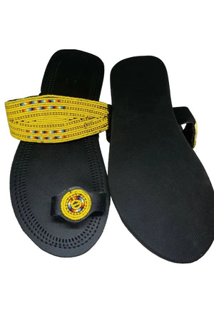 One toe leather beaded handmade Masai Sandals tangerine