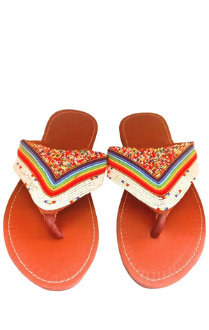 Leather beaded Maasai handmade sandals size 8