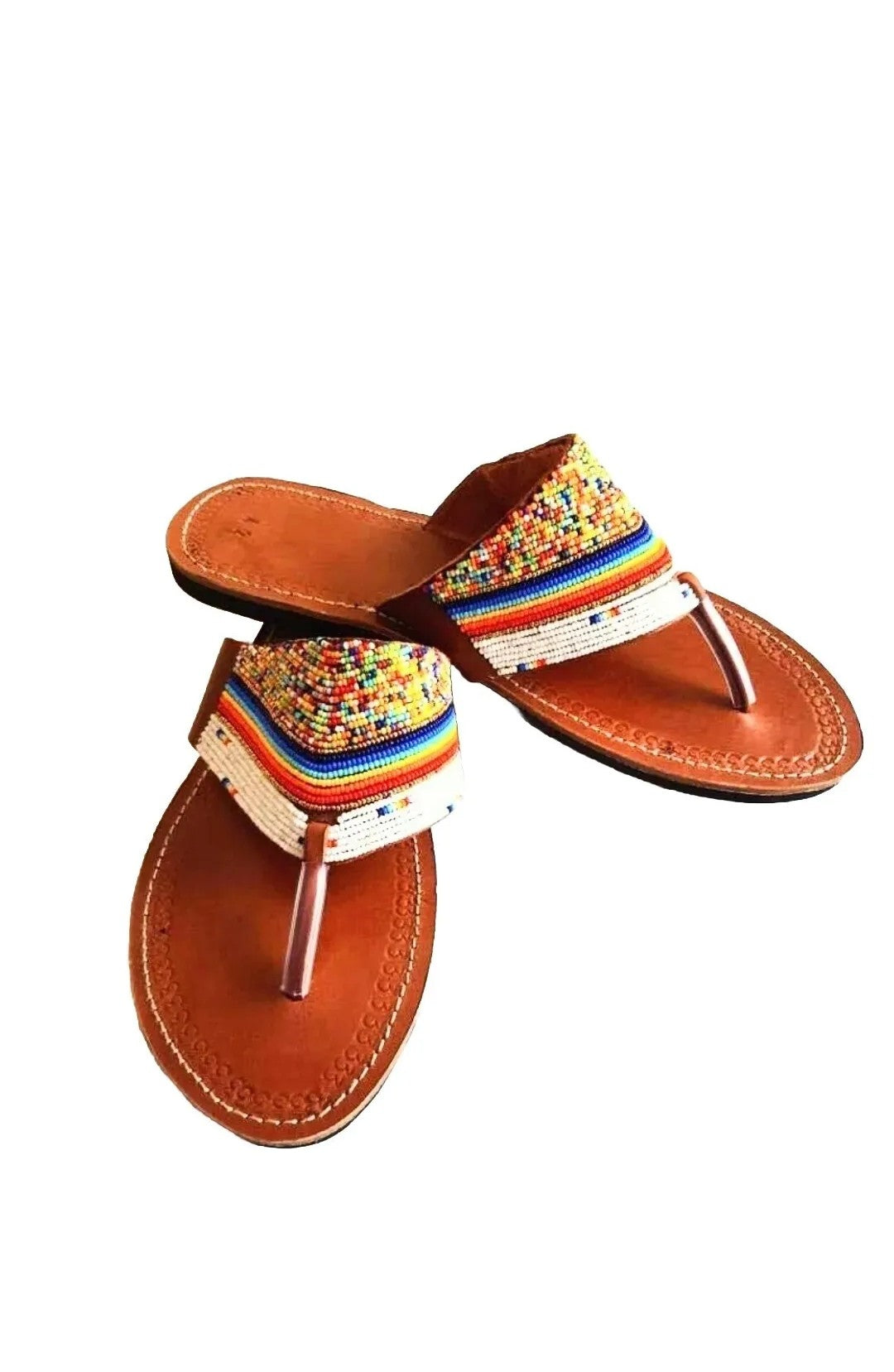 Leather beaded Maasai handmade sandals size 8