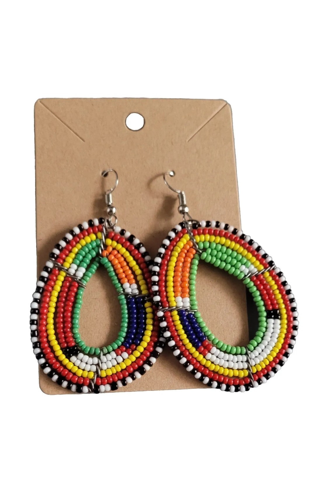 African-Kenya Maasai Handmade Seed Beads multicolored earrings