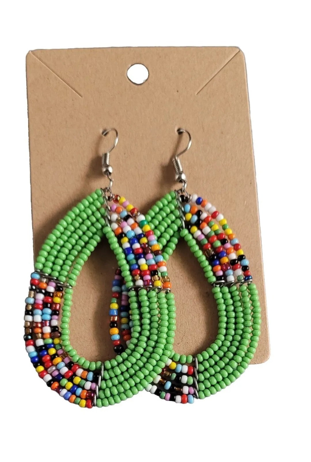 African-Kenya Maasai Handmade Seed Beads multicolored earrings