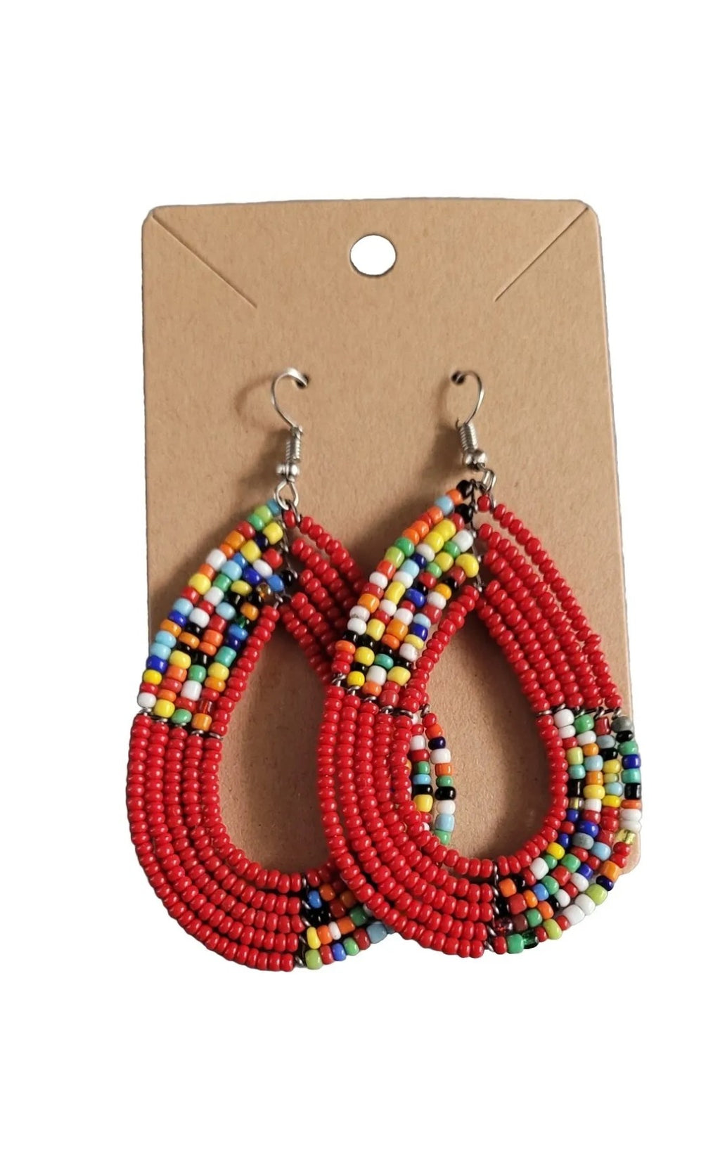 African-Kenya Maasai Handmade Seed Beads multicolored earrings