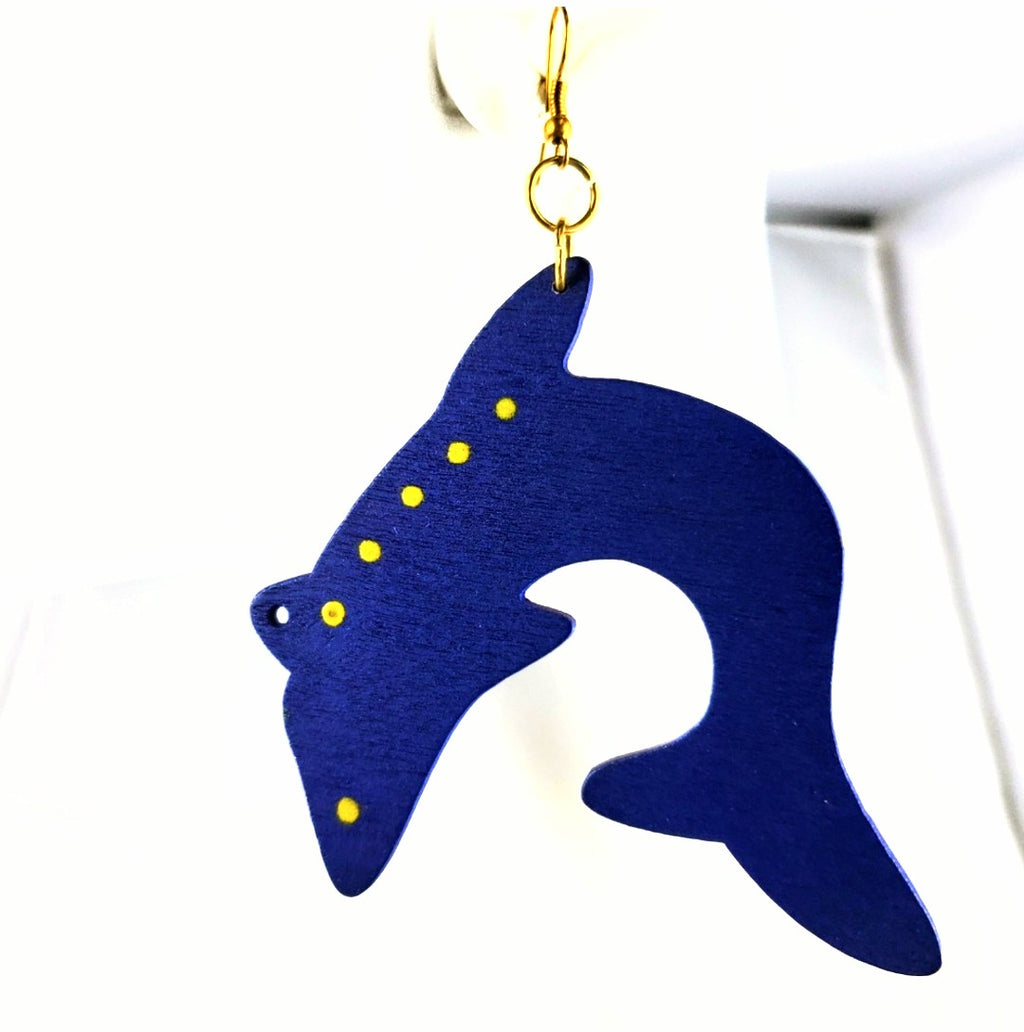 Basil wood statement dangle hook Earrings