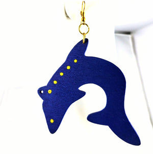 Basil wood statement dangle hook Earrings