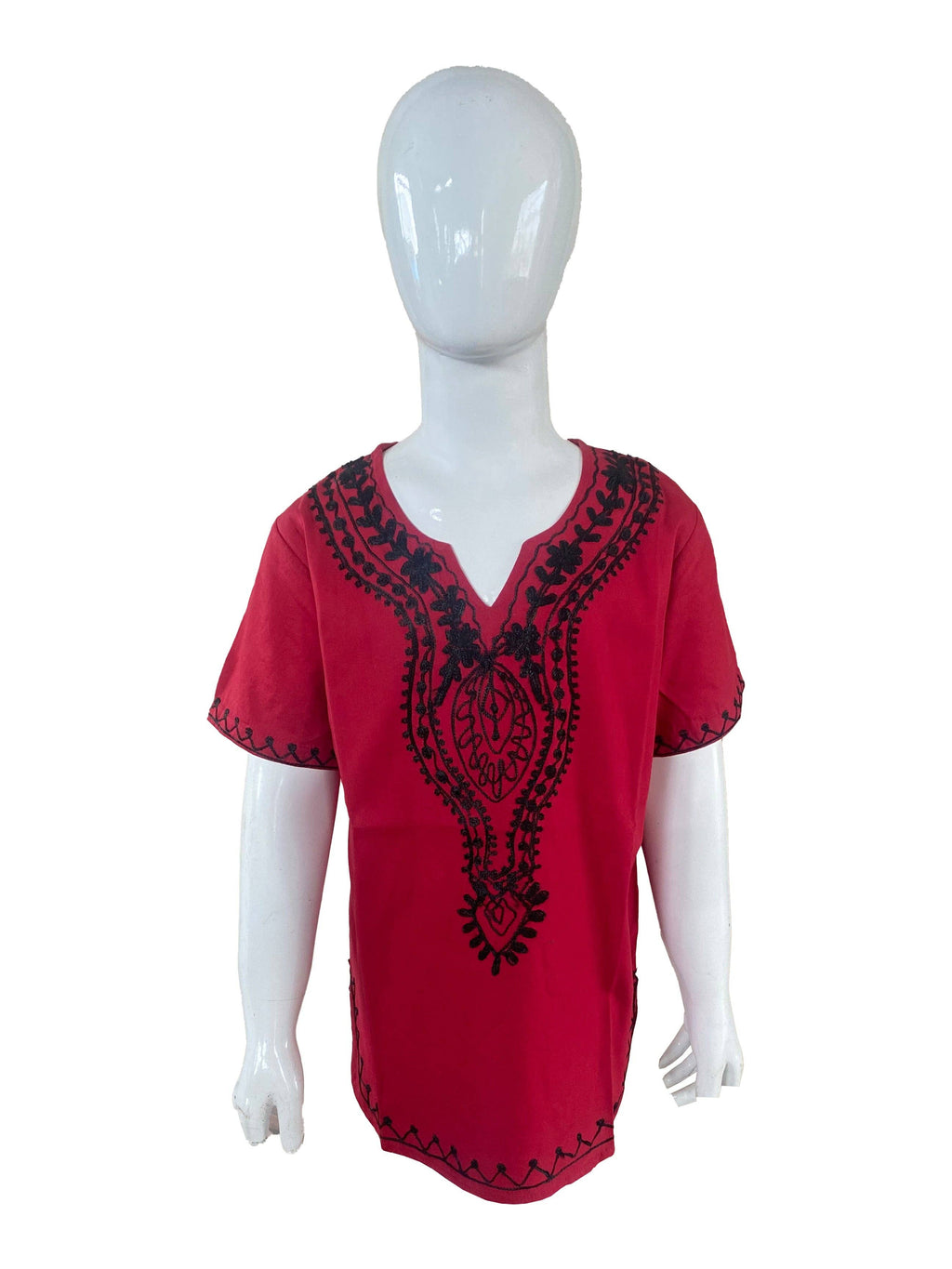 Kids Maroon Embroidered Shirts