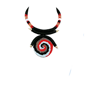 Malaika Handmade Maasai Beaded Necklace pendant choker multicolored New