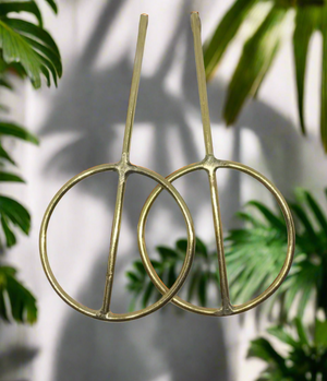 Kinshasha  Gold brass handmade Dangle Hook Earrings