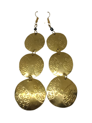 Jema hammered metal brass Gold dangle Earrings