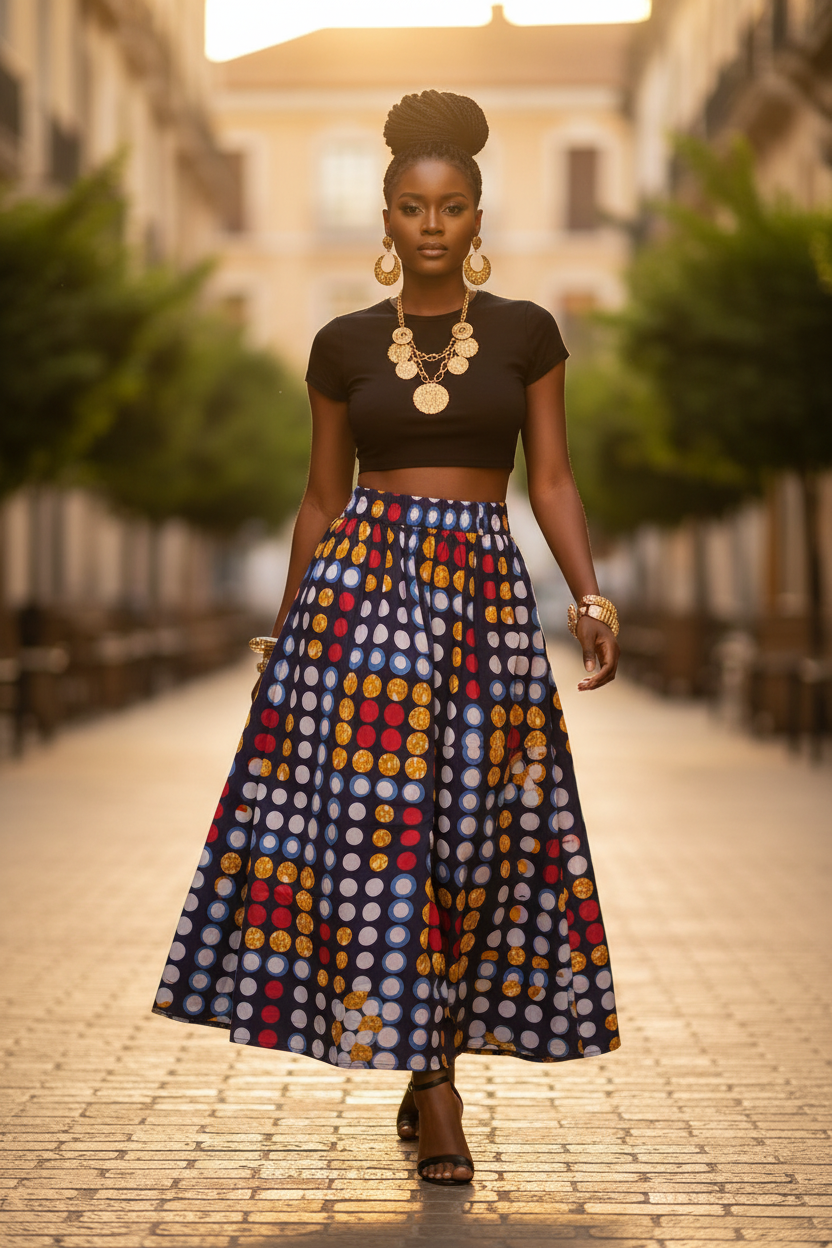 Editorial style with black crop top