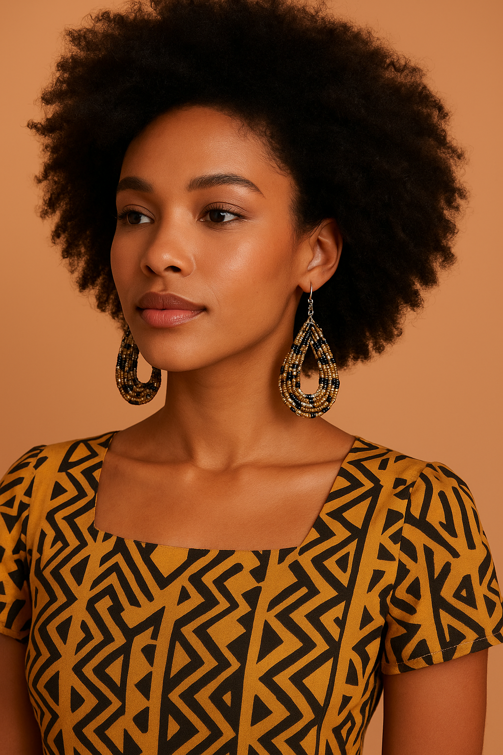 African-Kenya Maasai Handmade Seed Beads multicolored earrings