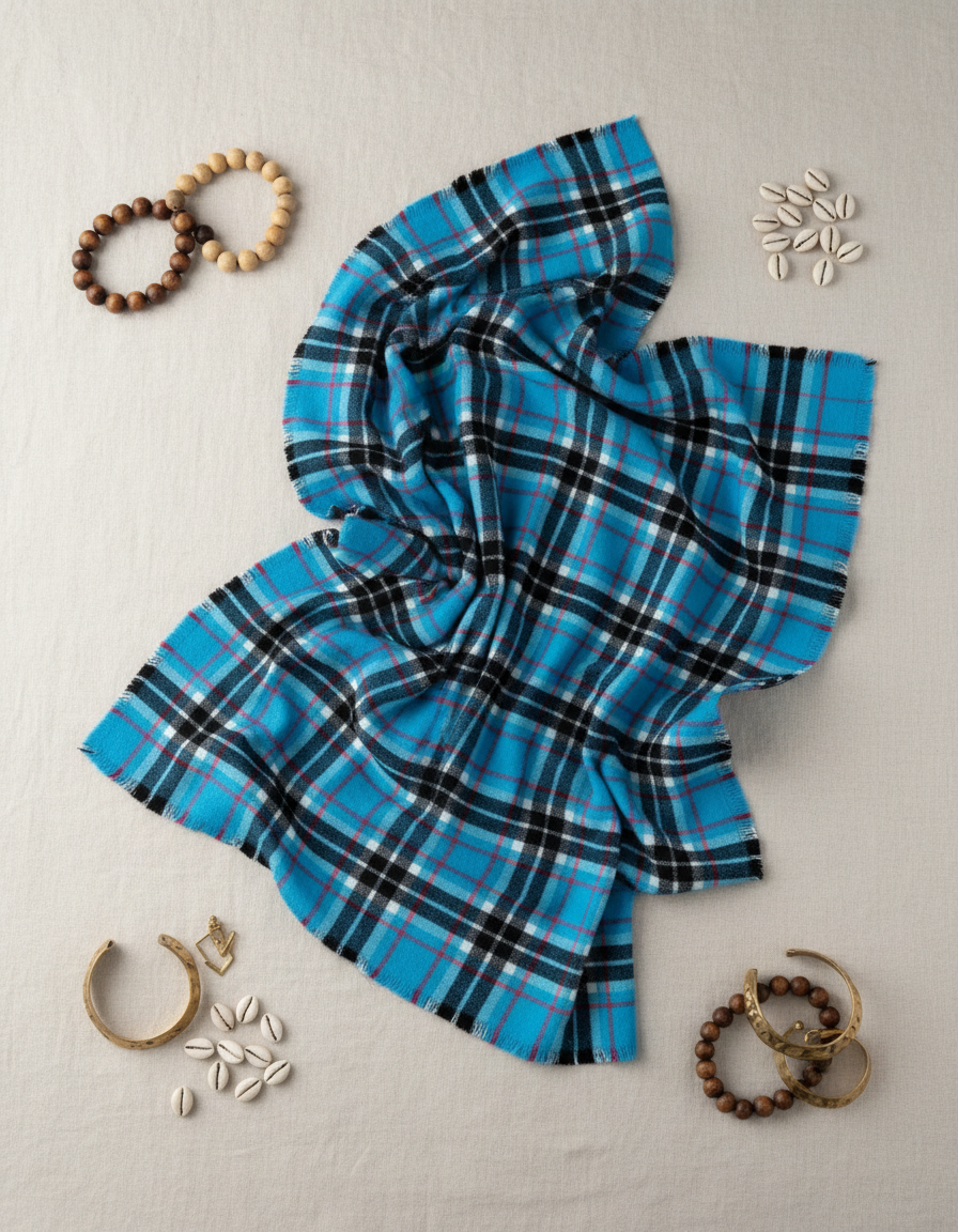 Flat-lay styling of Maasai Shuka Blanket