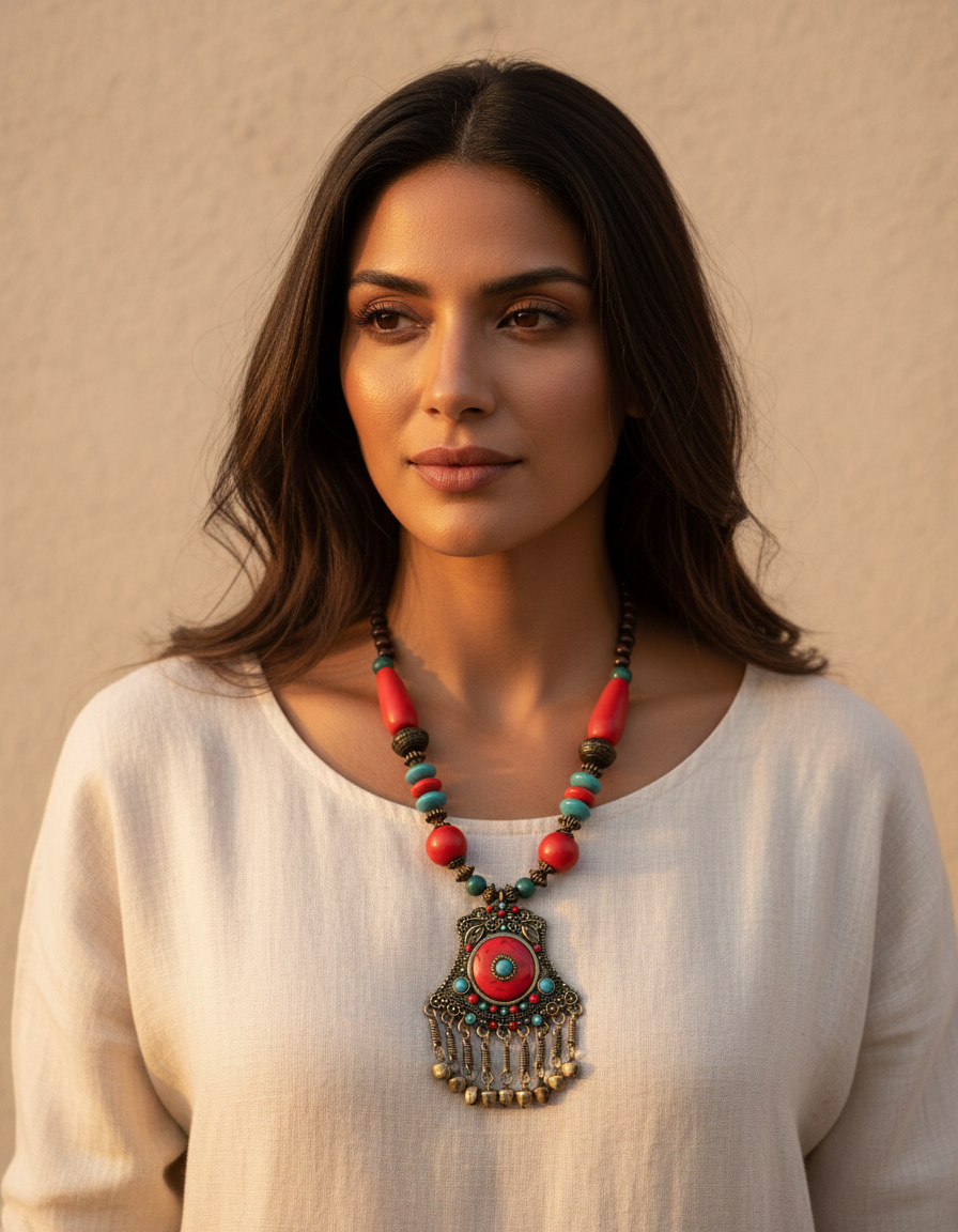 Boho multicolor handcrafted ethnic long necklace
