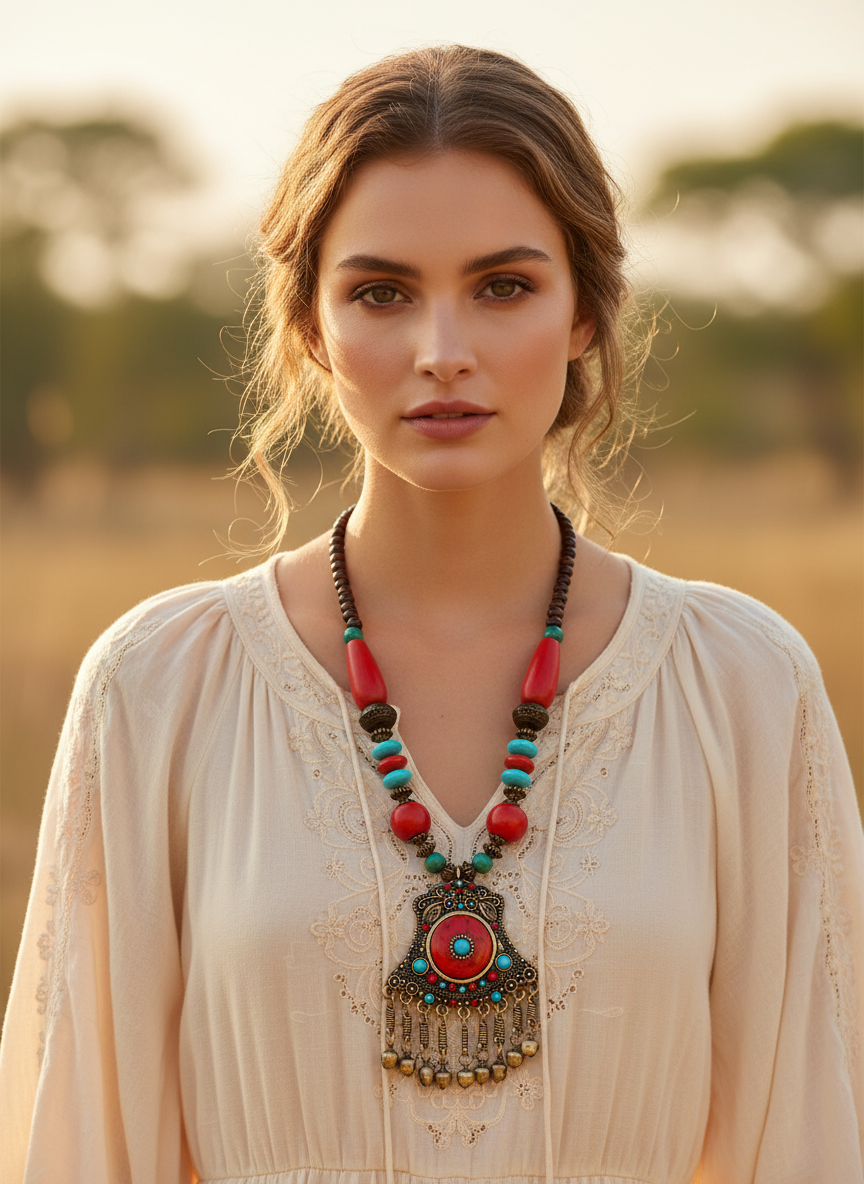 Boho multicolor handcrafted ethnic long necklace