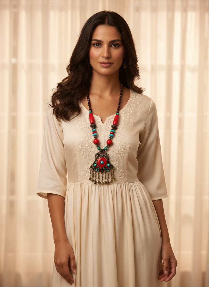 Boho multicolor handcrafted ethnic long necklace