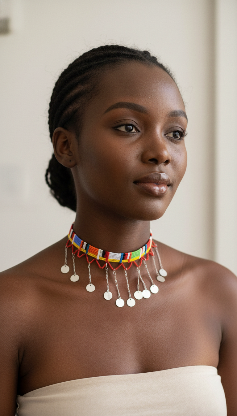 Maasai Choker Necklace - Handmade African Beaded Jewelry Kenya