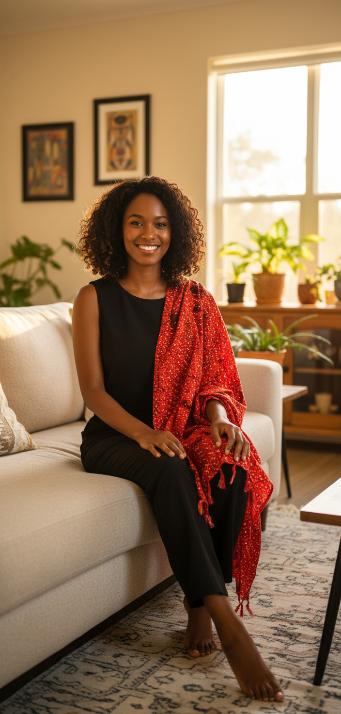 African Beach sarong Kanga Leso Scaff Cotton  Red Animal print multicolored