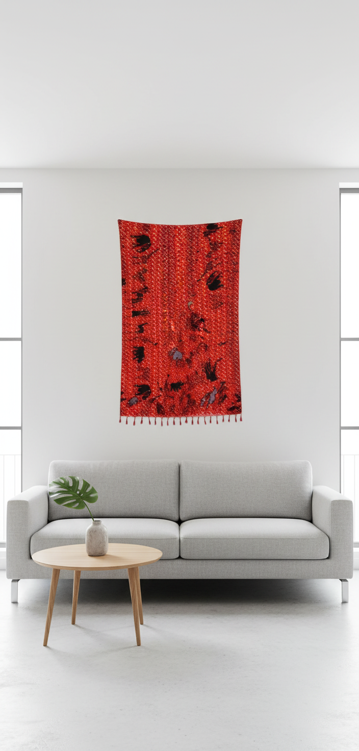 African Beach sarong Kanga Leso Scaff Cotton  Red Animal print multicolored