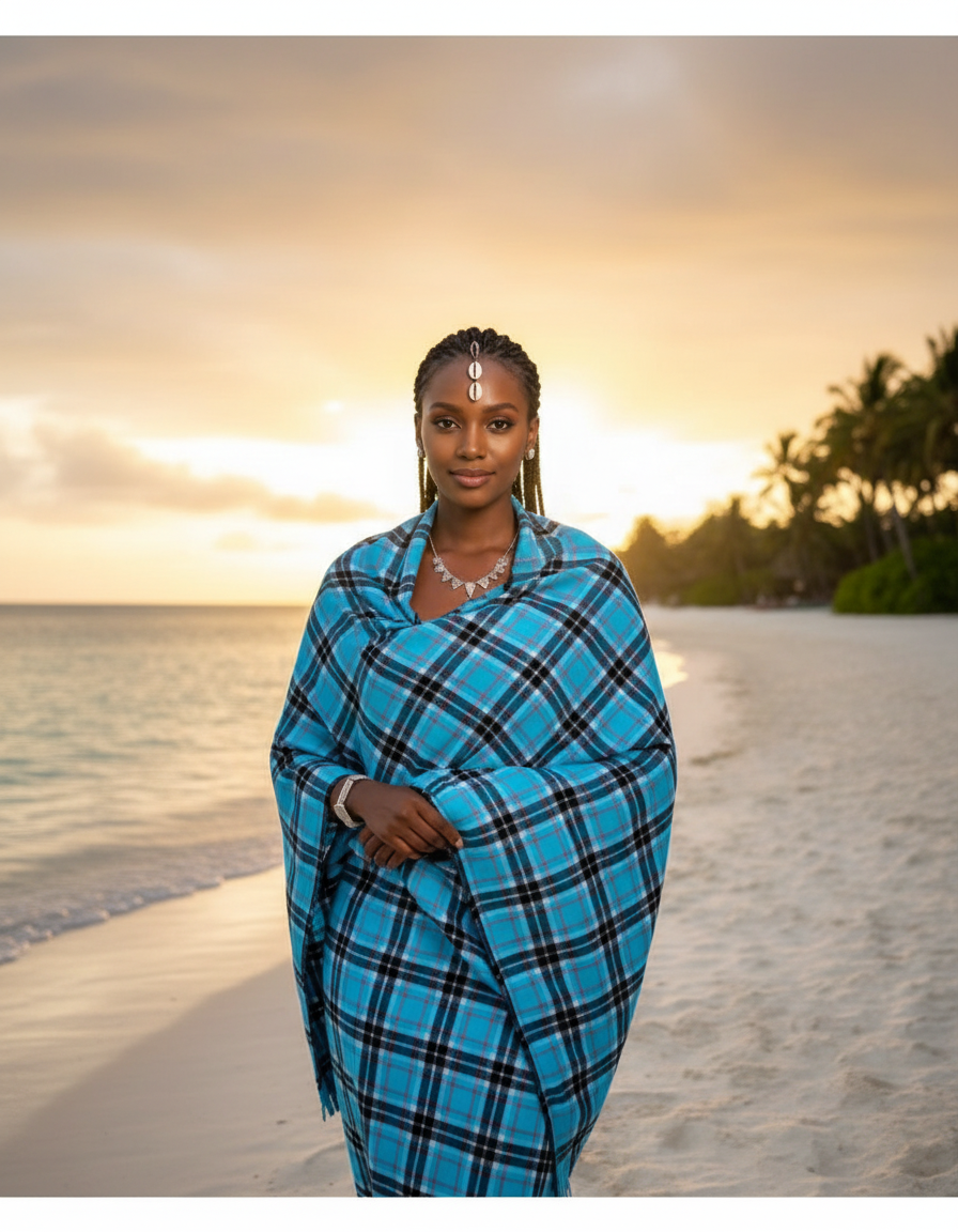 Instagram Stories format - Model wearing Maasai Shuka Blanket