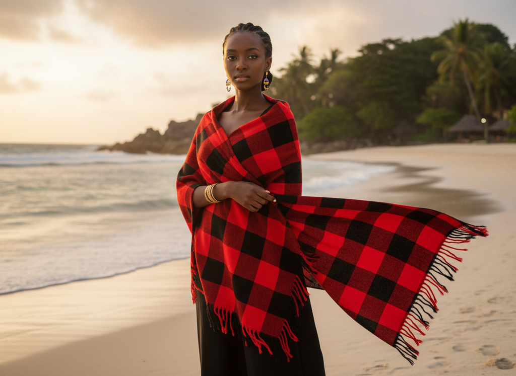 Instagram Stories - Model wearing red Maasai Shuka