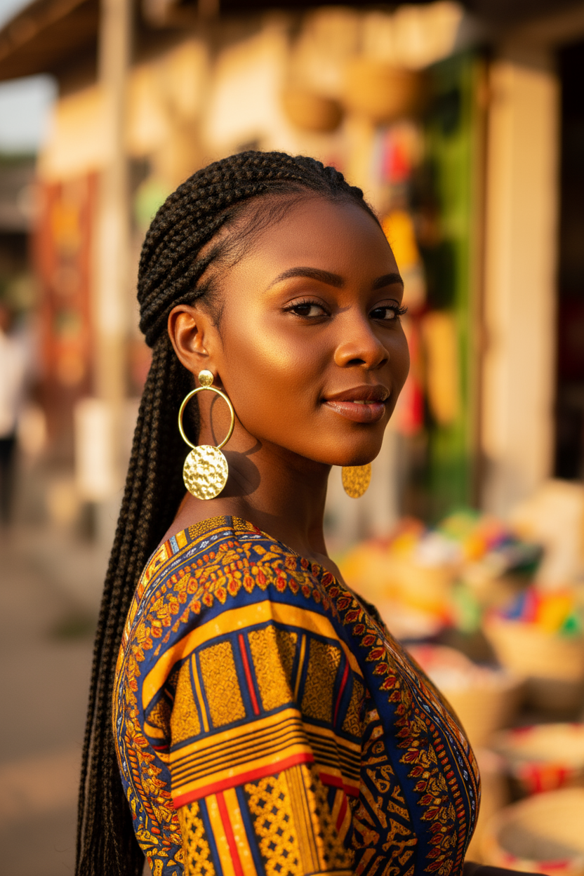 Lifestyle shot with African print clothing